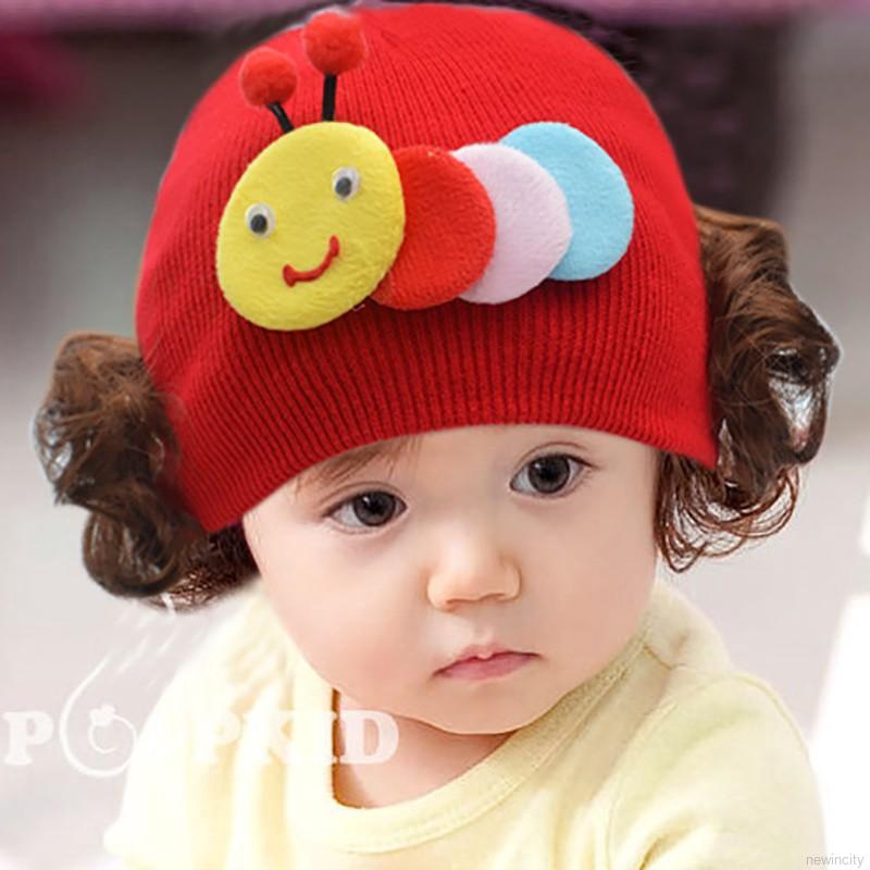 Mũ len trùm đầu trang trí họa tiết dễ thương cho bé gái