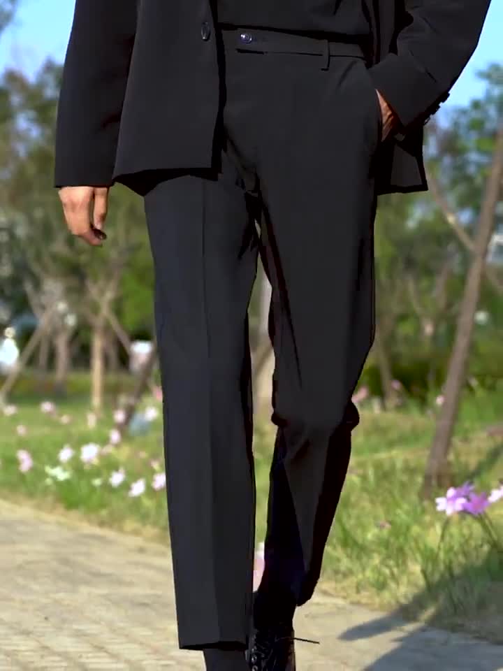 Quần âu nam đen dáng ôm co giãn nhẹ, quần tây nam baggy vải chính phẩm kiểu dáng Hàn Quốc QR01 | BigBuy360 - bigbuy360.vn