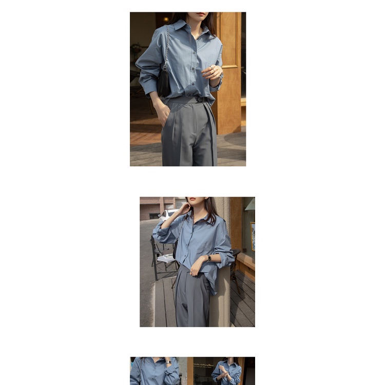 Áo sơ mi tay dài màu xanh lá phong cách retro thời trang mùa xuân 2021 cho nữ