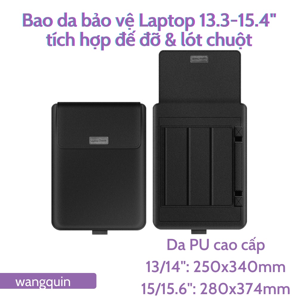 Sẵn VN Bao Da Bao Laptop Macbook 13 13.3 14 15 15.6 inch Sang Trọng Cao Cấp Nhiều Tính Năng Tích Hợp Giá Đỡ và Lót Chuột