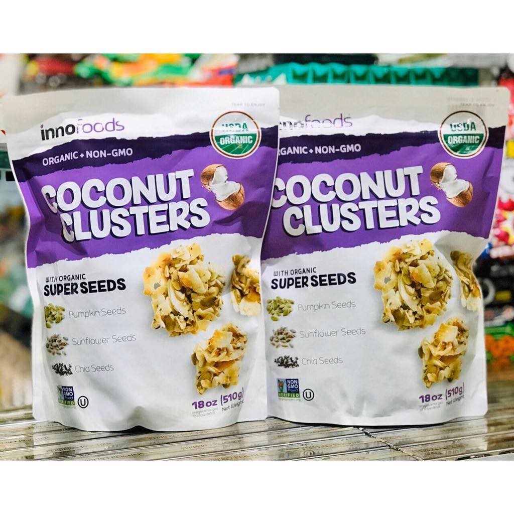 InnoFoods - Bánh Snack dừa sấy Coconut Cluter Dừa khô & hạt 500g