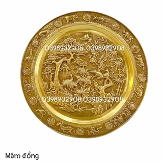 Mâm đồng tứ quý tùng cúc trúc mai kích thước 52 cm chất liệu bằng đồng