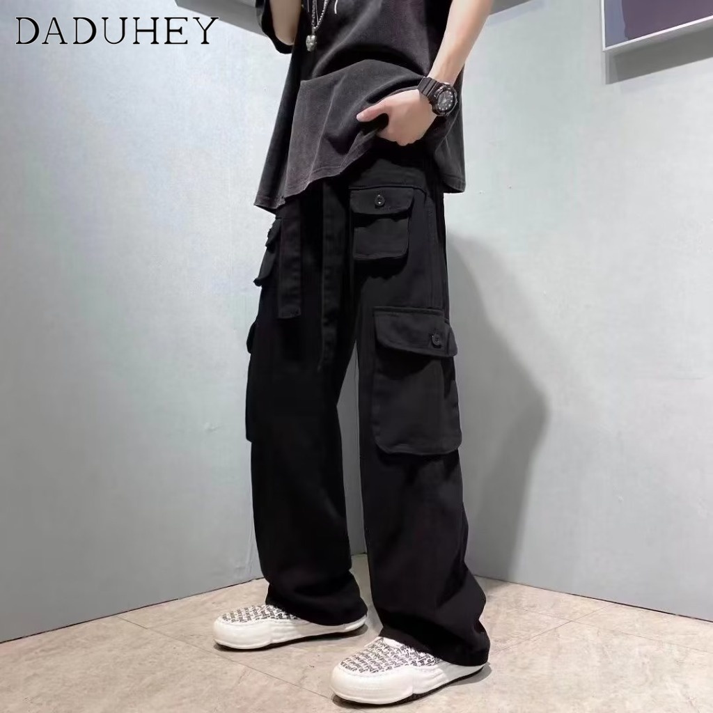DaDuHey Men's and Women's 2022 Fashion Korean Style Trendy Fashion Joker Multi-Pocket Slacks Ins Summer Thin Brand Functional Loose Straight Cargo Pants