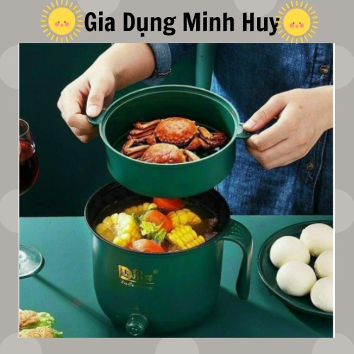 Nồi Lẩu Mini Điện 2 tầng đa năng 1.8L , có vỉ hấp, xào nấu, lẩu mini cho 1-2 người cao cấp
