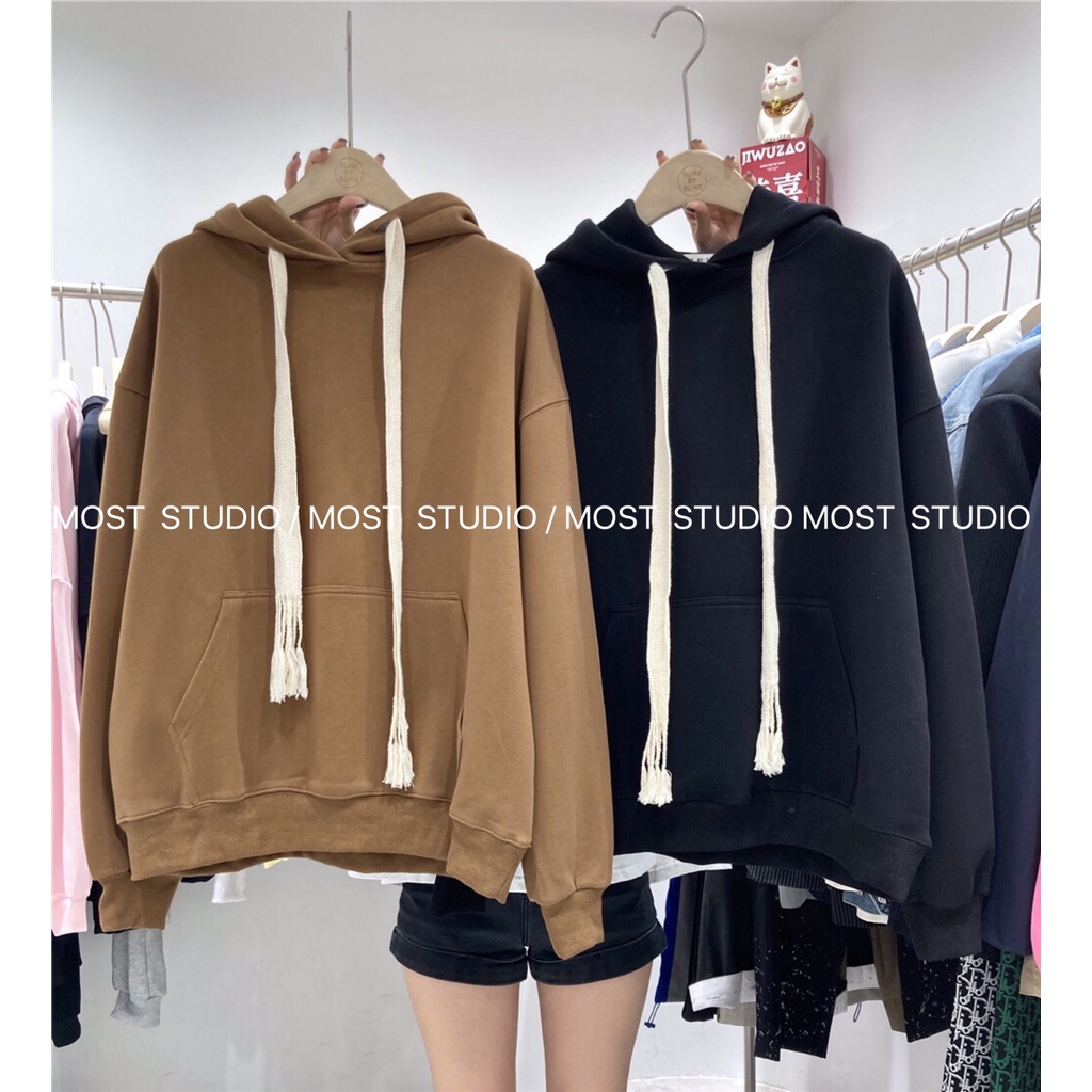 Áo hoodie nam nữ form rộng dây to màu trơn áo nỉ bông HNDHD03 | BigBuy360 - bigbuy360.vn