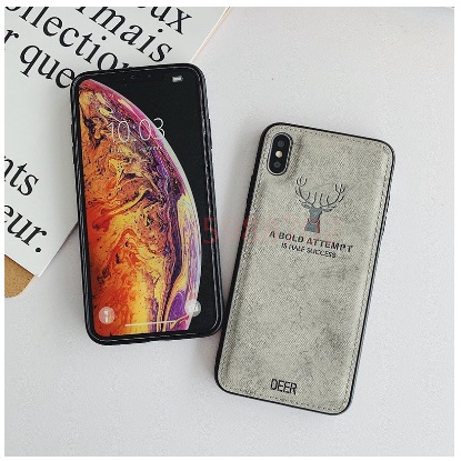 Ốp lưng giả da con hươu iphone X/XS Vãi TPU phối vải Da