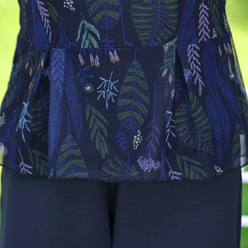 Đồ bộ trung niên nữ cho mẹ, Hàng Quảng Châu cao cấp, Bộ voan áo lửng quần dài V'vie Ladies #B25