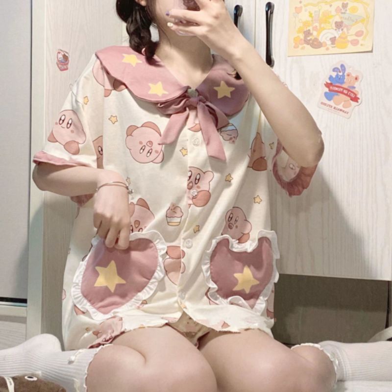 Đồ ngủ pyjama cotton Kirby pokemon dễ thương