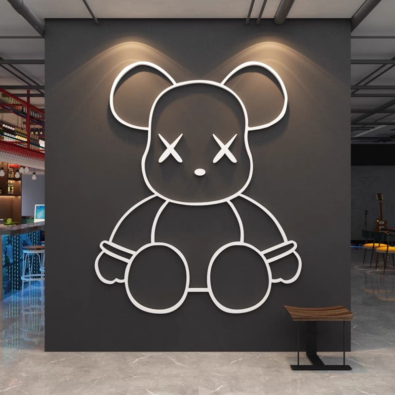 Tranh dán tường mica dán nổi kaws trang trí quán ăn, đồ ăn nhanh, đồ uống, shop thời trang