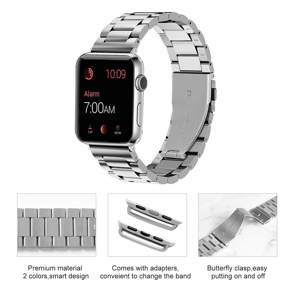 Dây đồng hồ bằng thép không gỉ cho đồng hồ Apple iWatch dòng SE 6 5 4 3 40mm 44mm