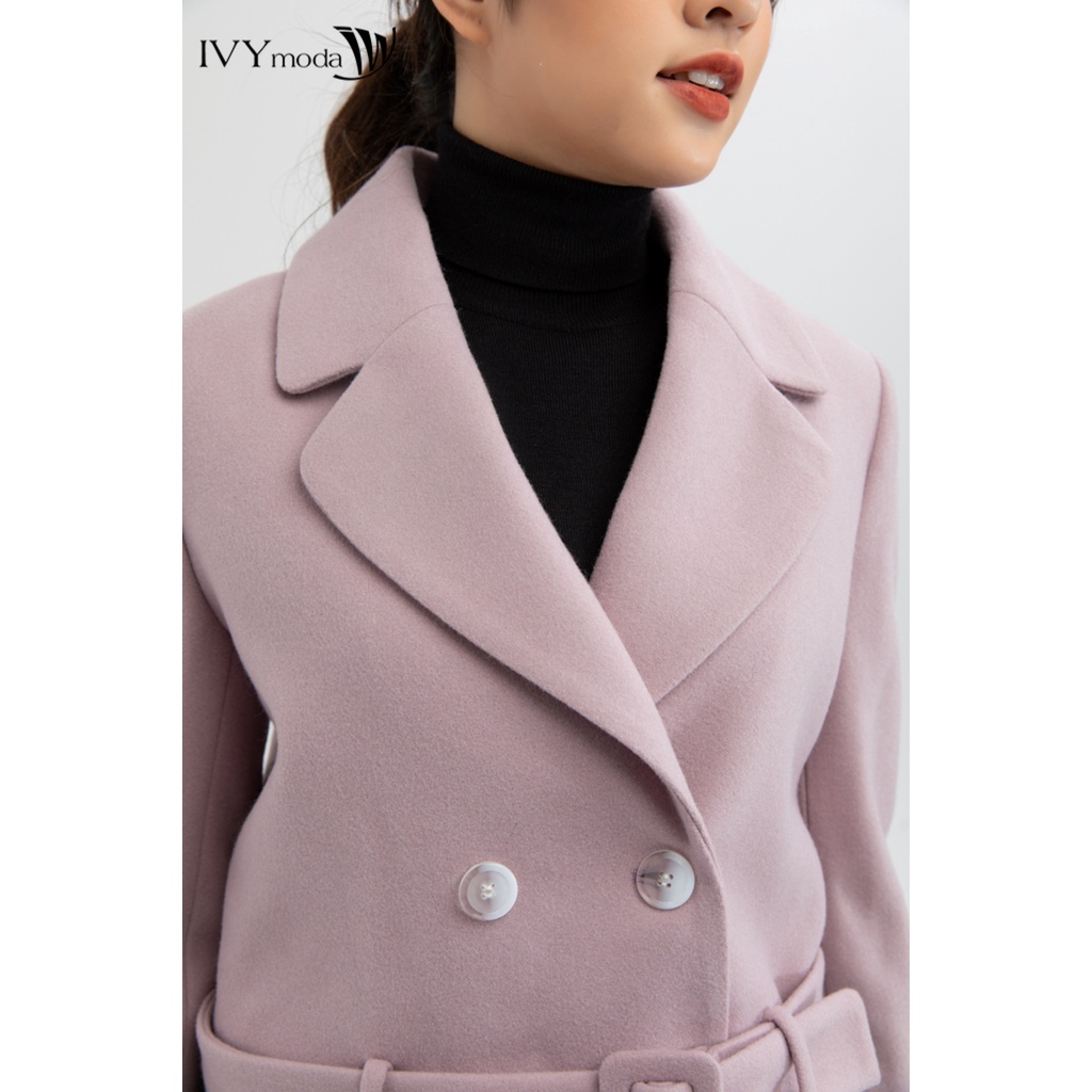 Áo khoác dạ nữ dáng ngắn kèm đai IVY moda MS 70C5975