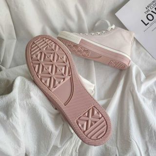 Giày cao cổ màu hồng phấn dáng ulzzang