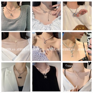 Dây chuyền hợp kim nhiều sợi mặt bươm bướm sành điệu phong cách Hàn Quốc cho nữ