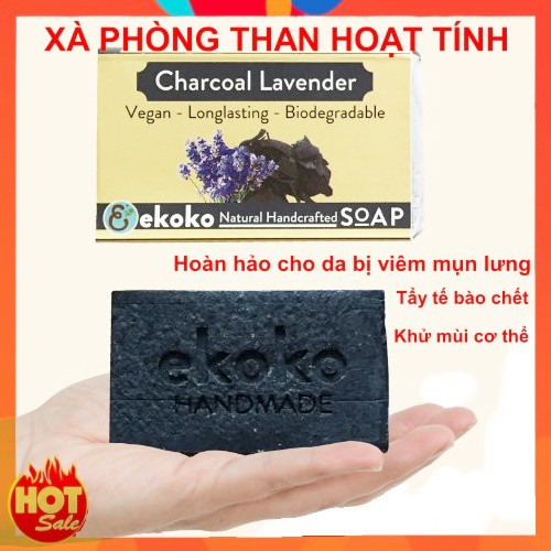 Soap Xà phòng than hoạt tính hoàn hảo cho da viêm mụn lưng, khử mùi cơ thể Charcoal lavender 100gr