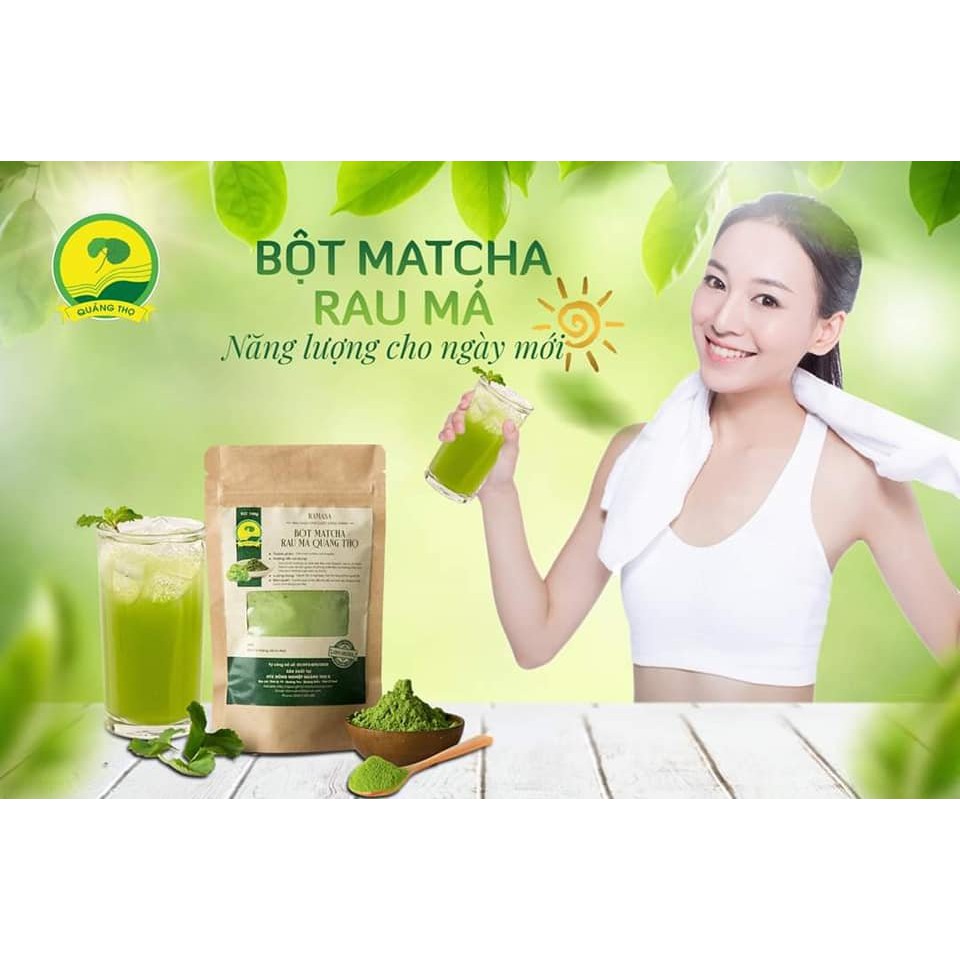 Bột matcha Quảng Thọ, trà rau má, 100% từ lá rau má Organic sấy lạnh giúp đẹp da, thanh nhiệt