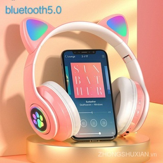 Dễ Thương Tai Nghe Bluetooth Không Dây Hình Tai Mèo Phát Sáng