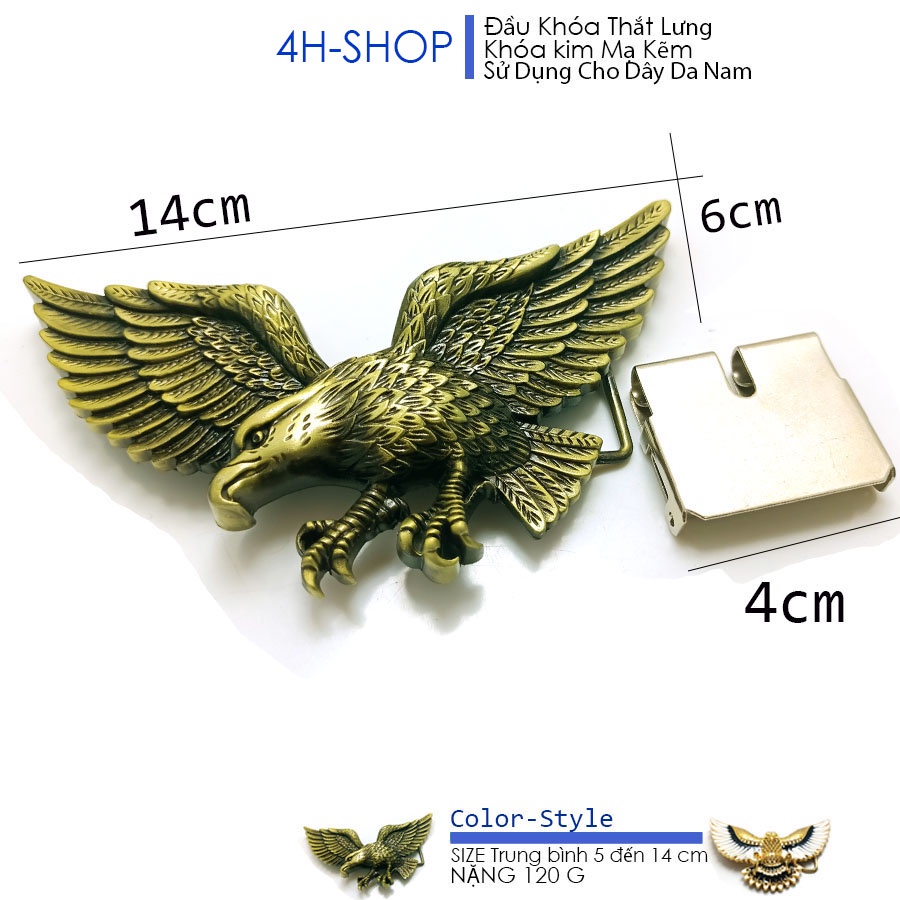Đầu khóa thắt lưng nam da cực độc lạ, khóa bằng loại mạ kẽm chống rỉ tặng kèm đầu nối thắt lưng 4cm phong cách độc đáo.