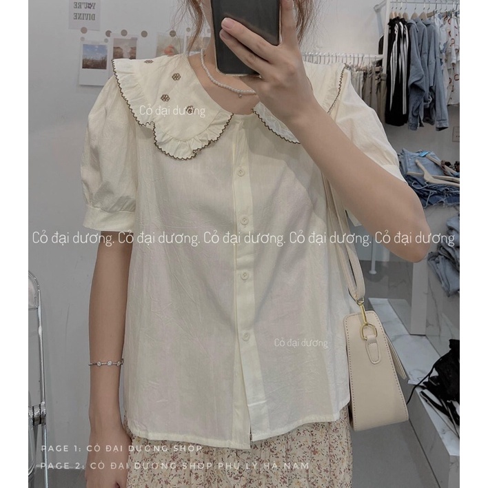 áo điệu cổ bẻ thêu hoa 815