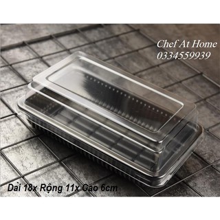 Hộp nhựa đế đen ME1811 đựng bánh, sushi, trái cây (10 hộp)