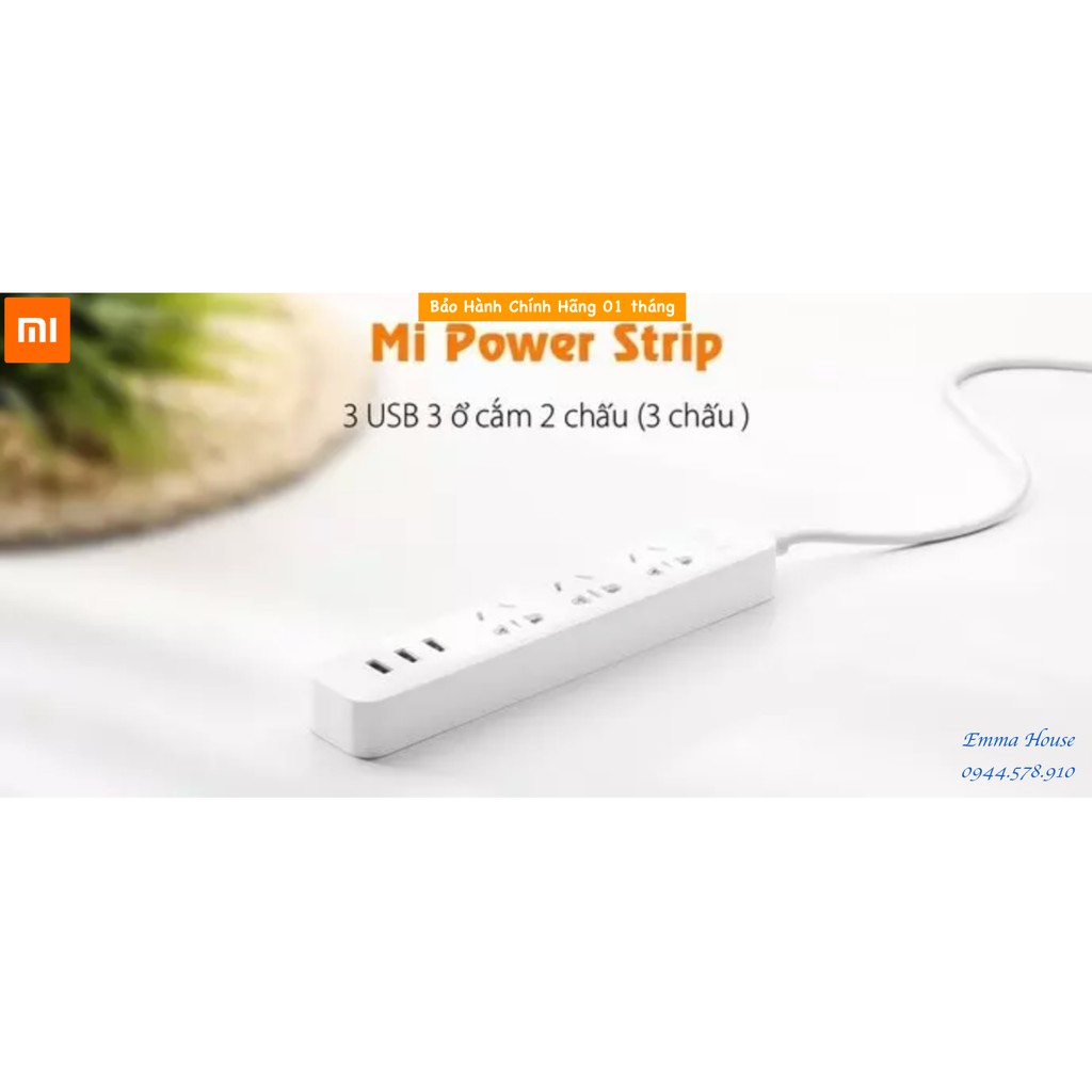 [Hàng Chính Hãng] Ổ điện Xiaomi Mi Power Strip 3 cổng USB 2A xạc nhanh / BH 1 tháng