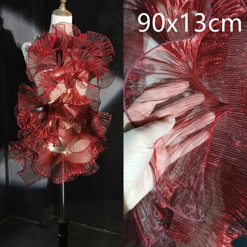 Dải Vải Ren Xếp Ly Cỡ Lớn Trong Suốt Dùng May Đầm Cưới