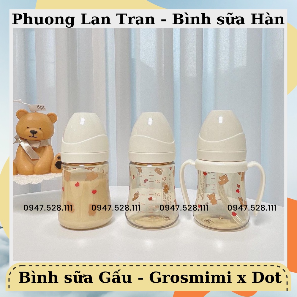 Bình sữa Gấu Grosmimi Hàn Quốc size 200ml - 300ml