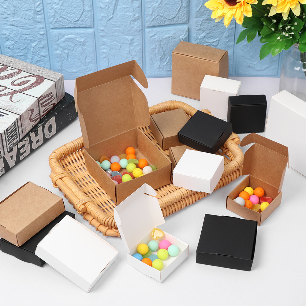 ❀SIMPLE❀ 10pcs 9sizes Small Cardboard Package Wedding Event Candy Storage Kraft Paper Box Jewelry Gift Craft Party Supplies Handmade Wrapping/Multicolor