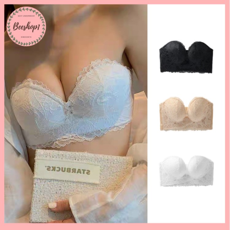 [SIZE 32-38] Áo lót cup ngực họa tiết ren không dây chống tụt áo mặc hở vai AR231