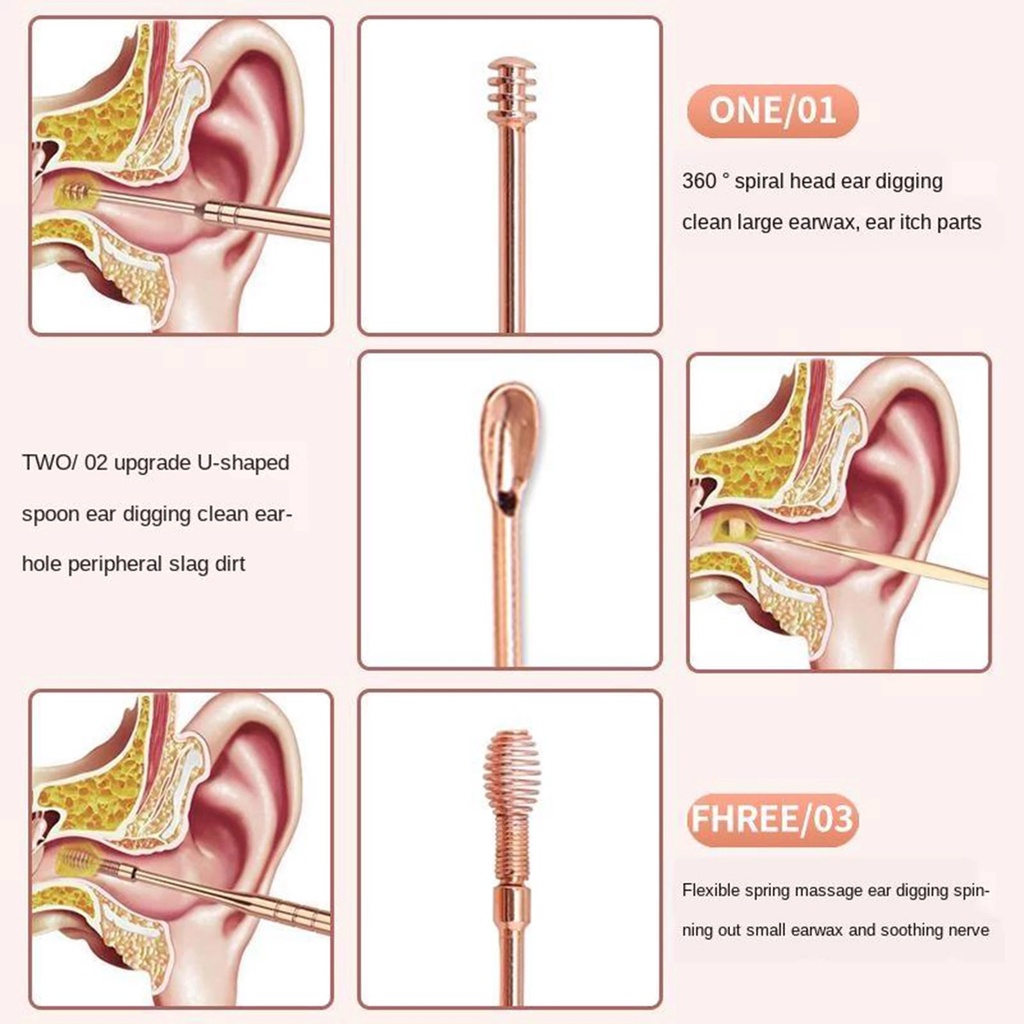 Set 6 dụng cụ lấy ráy tai bằng thép không gỉ tiện dụng