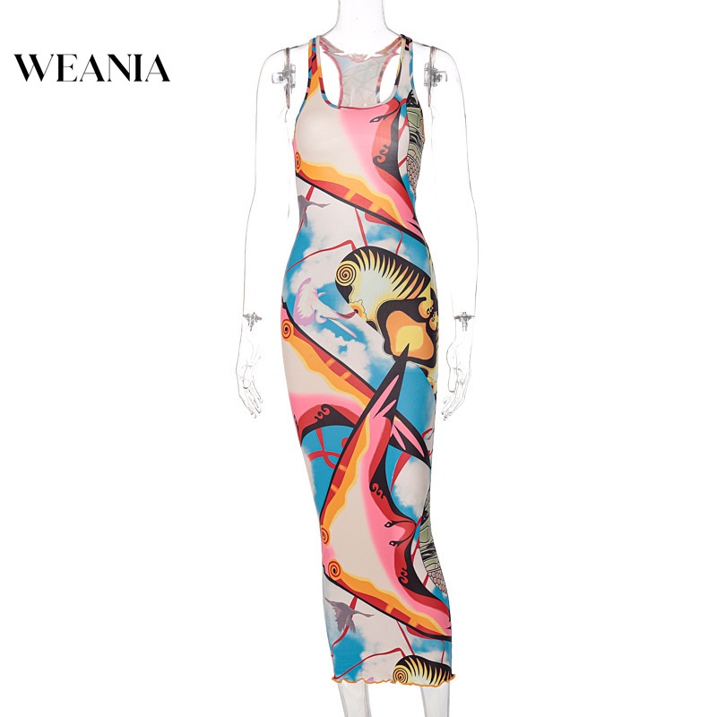 Đầm Dài Hở Lưng In Họa Tiết Thời Trang Xinh Xắn