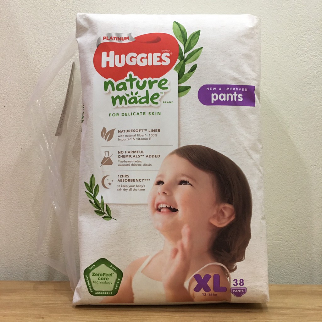 Tã quần Huggies Platinum nature XL38 dành cho bé 12-18kg