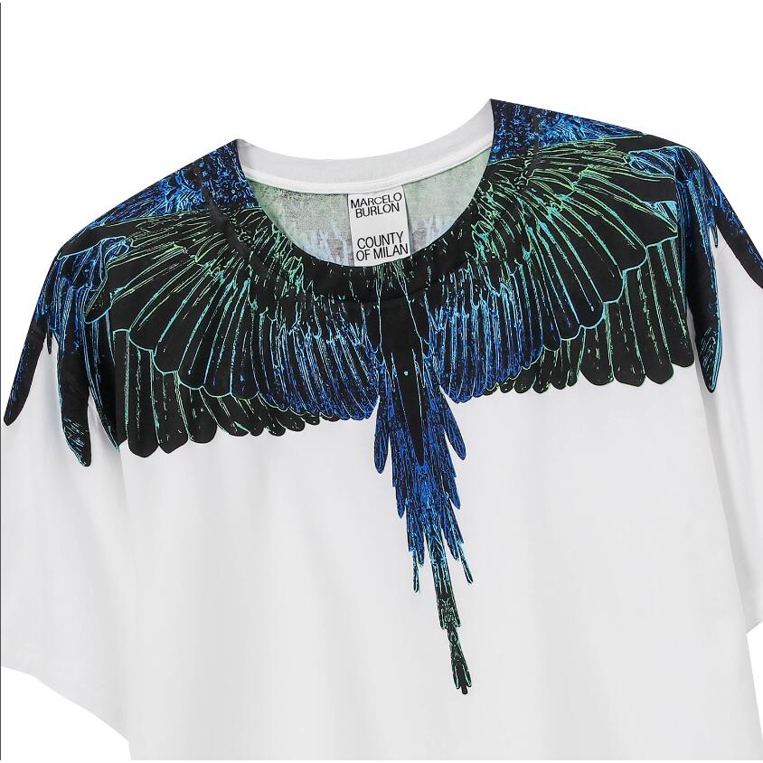 Áo Thun Đen Tay Ngắn In Hình Đôi Cánh Chim Vẹt Thời Trang Cho Nam