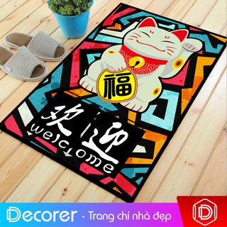 Thảm trải cửa nhà tắm, cửa ra vào, phòng ngủ chống trơn trượt hình mèo thần tài