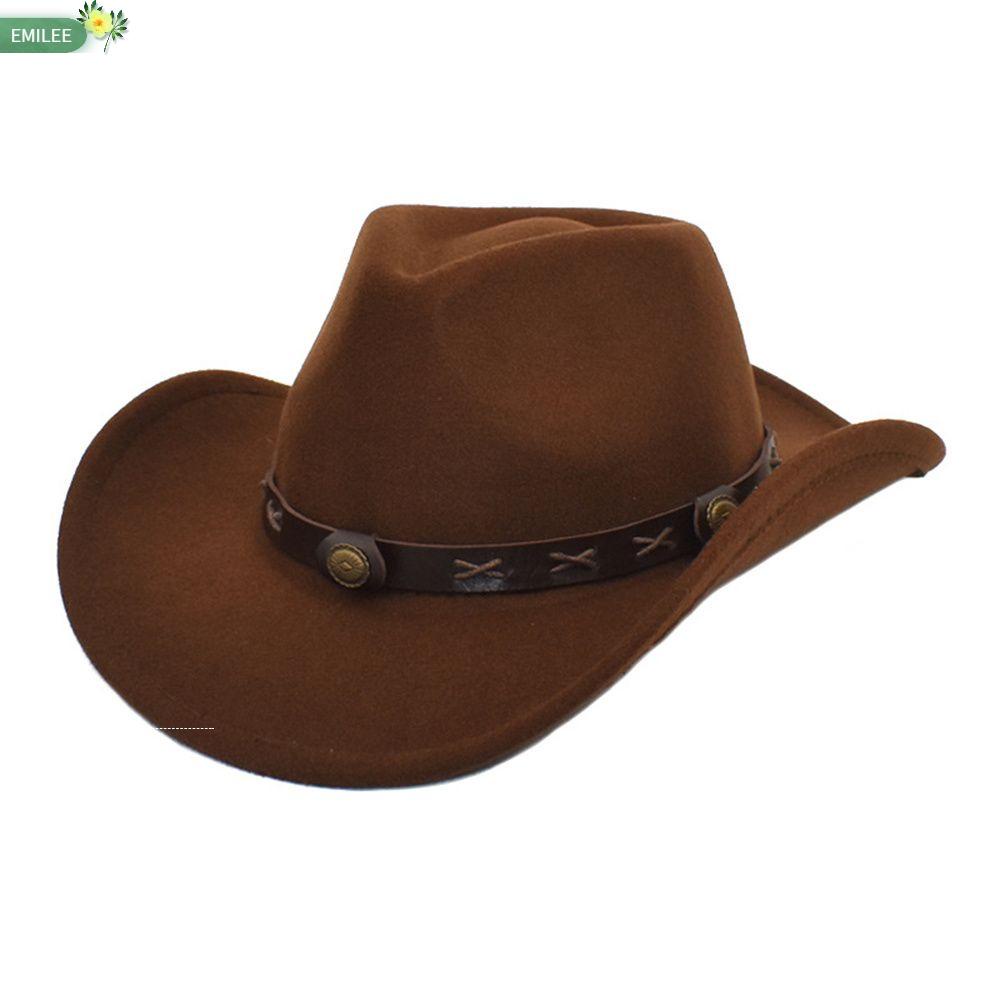 EMILEE Fancy Dress Accessories Outdoor Cap Fashion Knight Hat Cowboy Hats Western Style Men Women Felt Fedora Wide Brim Vintage Jazz Hat/Multicolor