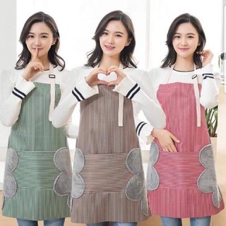 Tạp dề kẻ có khăn lau tay bên hông, tạp dề chống thấm nước, tạp dề chống nước