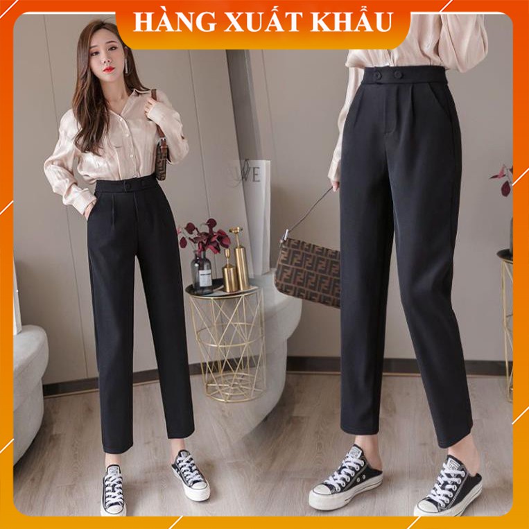 [FREE SHIP]Quần vải nữ baggy Công Sở lưng Cao 2 Khuy Bấm - Quần Tây Nữ Lưng Cao Vải Tuyết Mưa đi làm đi học sinh đi học