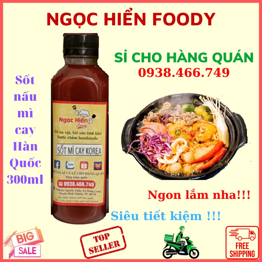 Sốt nấu mì cay Hàn Quốc pha sẵn , 1 chai 300ml pha thêm 700ml nước