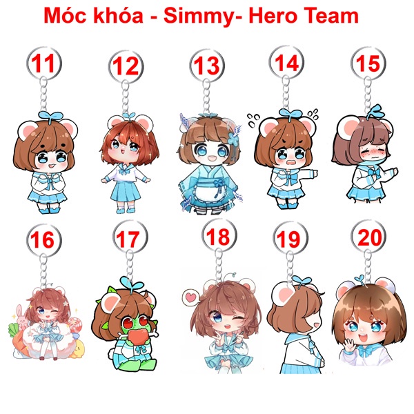 Móc khóa Simmy và linh vật của Simmy nhân vât trong Hero Team(nhiều mẫu đẹp lung linh)