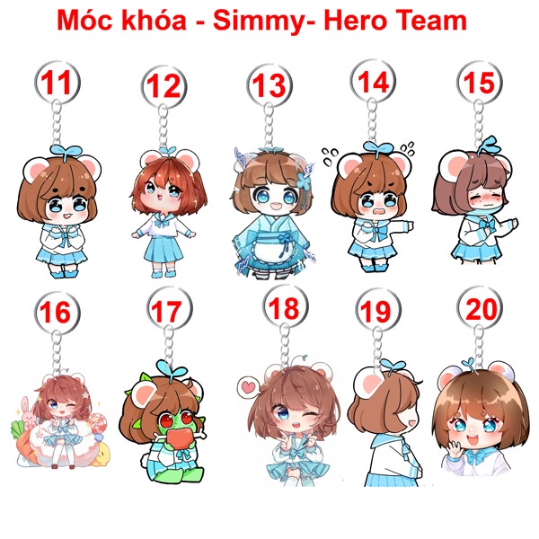 Móc khóa Simmy và linh vật của Simmy nhân vât trong Hero Team(nhiều mẫu đẹp lung linh)