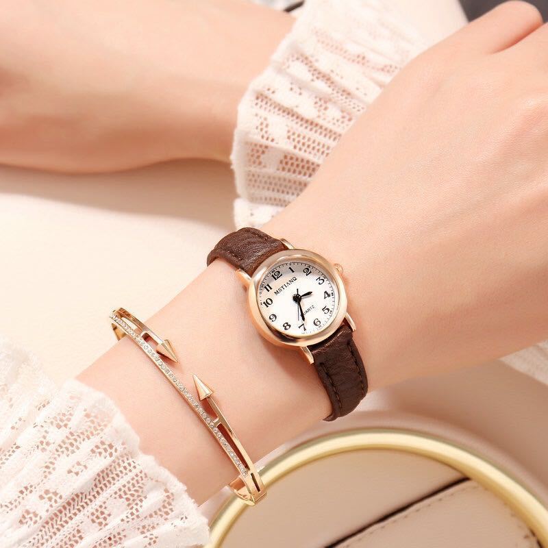 Đồng hồ đeo tay LWCC dây da đơn giản thời trang cao cấp cho nữ