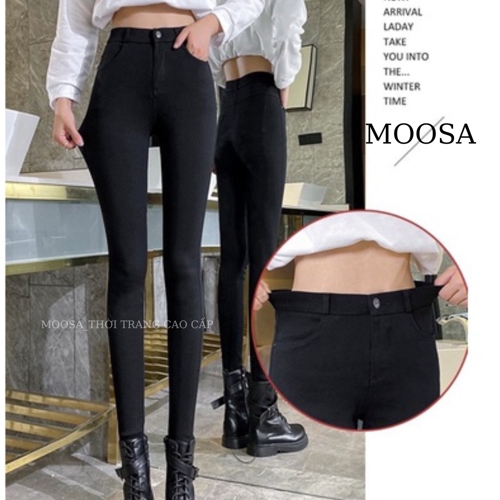 Quần Tregging Nữ Cạp Cao Moosa,Quần Legging Nữ Khóa Trước gen bụng Chất Umi Cao Cấp