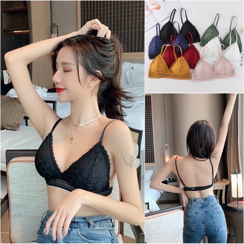 Áo Bra Ren Hoa Mini Mút Mỏng Cài Sau CARLA không gọng đệm mỏng cao cấp | BigBuy360 - bigbuy360.vn
