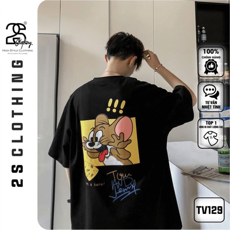 Áo Phom Rộng 2s Clothing Áo Thun Nữ Nam Form Rộng Unisex Basic Streetstyle Nam Nữ Cotton Oversize In Chuột Jerry TV129 *