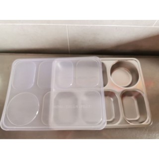 Khay cơm 5 ngăn inox cao cấp. Có nắp