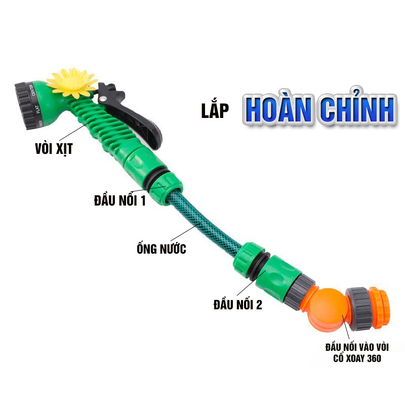 Đầu nối nhanh vòi nước cổ xoay 360 độ, ống nước mềm từ 14 hoặc 20mm dùng tưới cây hay rửa xe, lắp vòi rửa Minh House