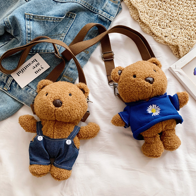 Túi đeo chéo mini hình gấu bông hoạt hình đáng yêu thiết kế theo phong cách hàn quốc cho nữ