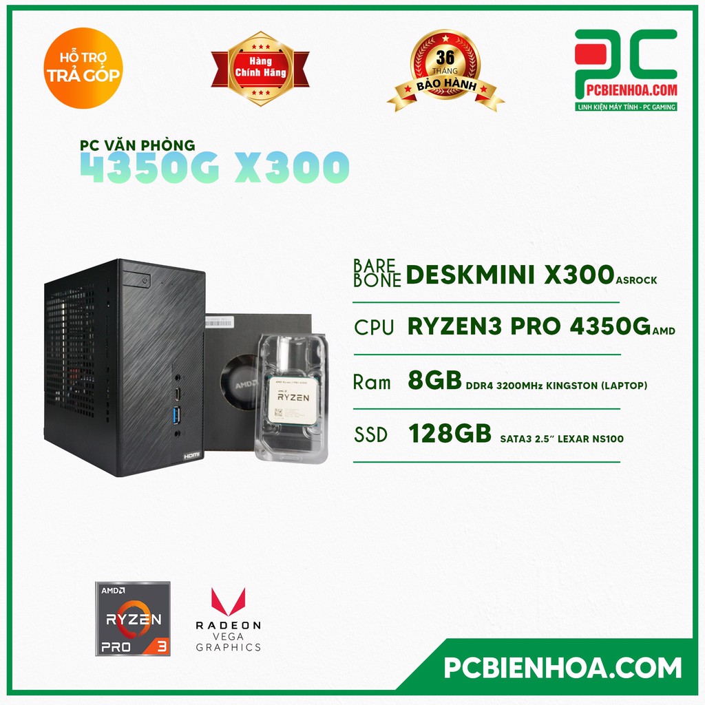 [Mã ELMS05 giảm 5% đơn 300k]MINI PC 4350G X300 ( DESKMINI X300 / RYZEN 3 PRO 4350G / 8GB / 128GB )