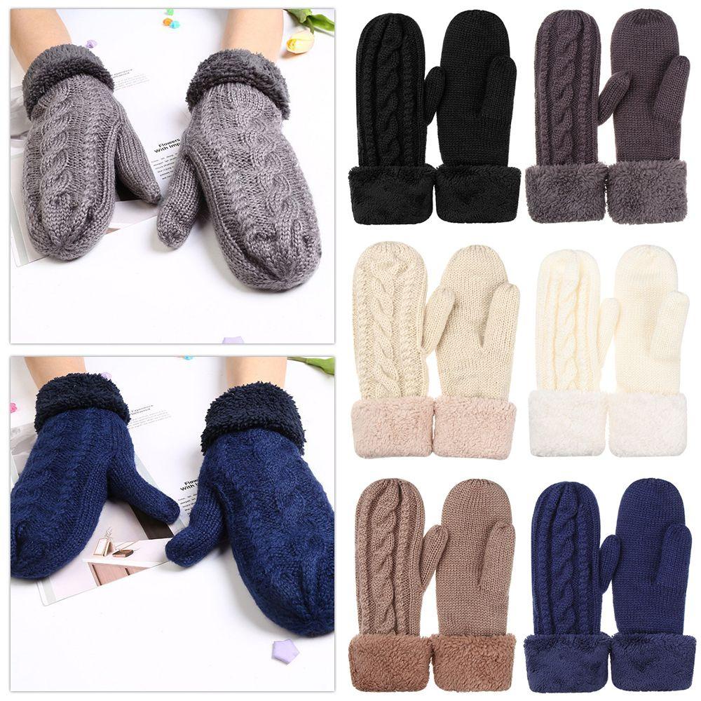 Găng Tay Phối Lông Dày Dặn Ấm Áp Thoải Mái Hợp Thời Trang