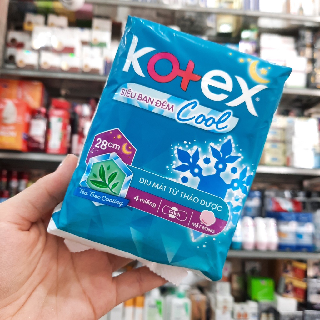 Băng vệ sinh siêu ban đêm Kotex Cool 4 miếng 28cm