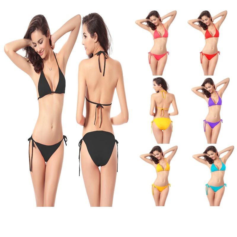 Bộ Đồ Bơi bikini Màu Trơn Gợi Cảm Cho Nữ